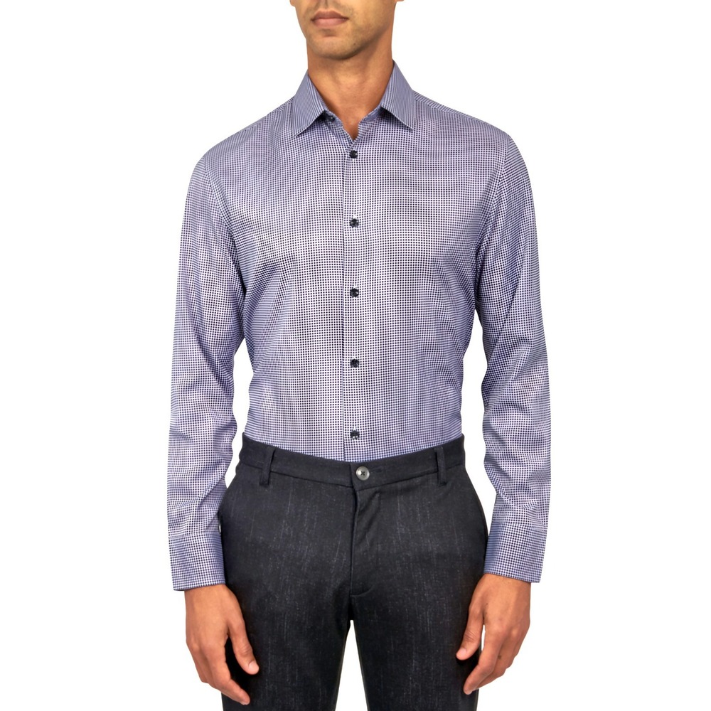 ConStruct Slim Fit Gingham Performance Dress Shirt‎ Black 14–14.5 32/33